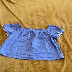 Off the shoulder crop poplin top